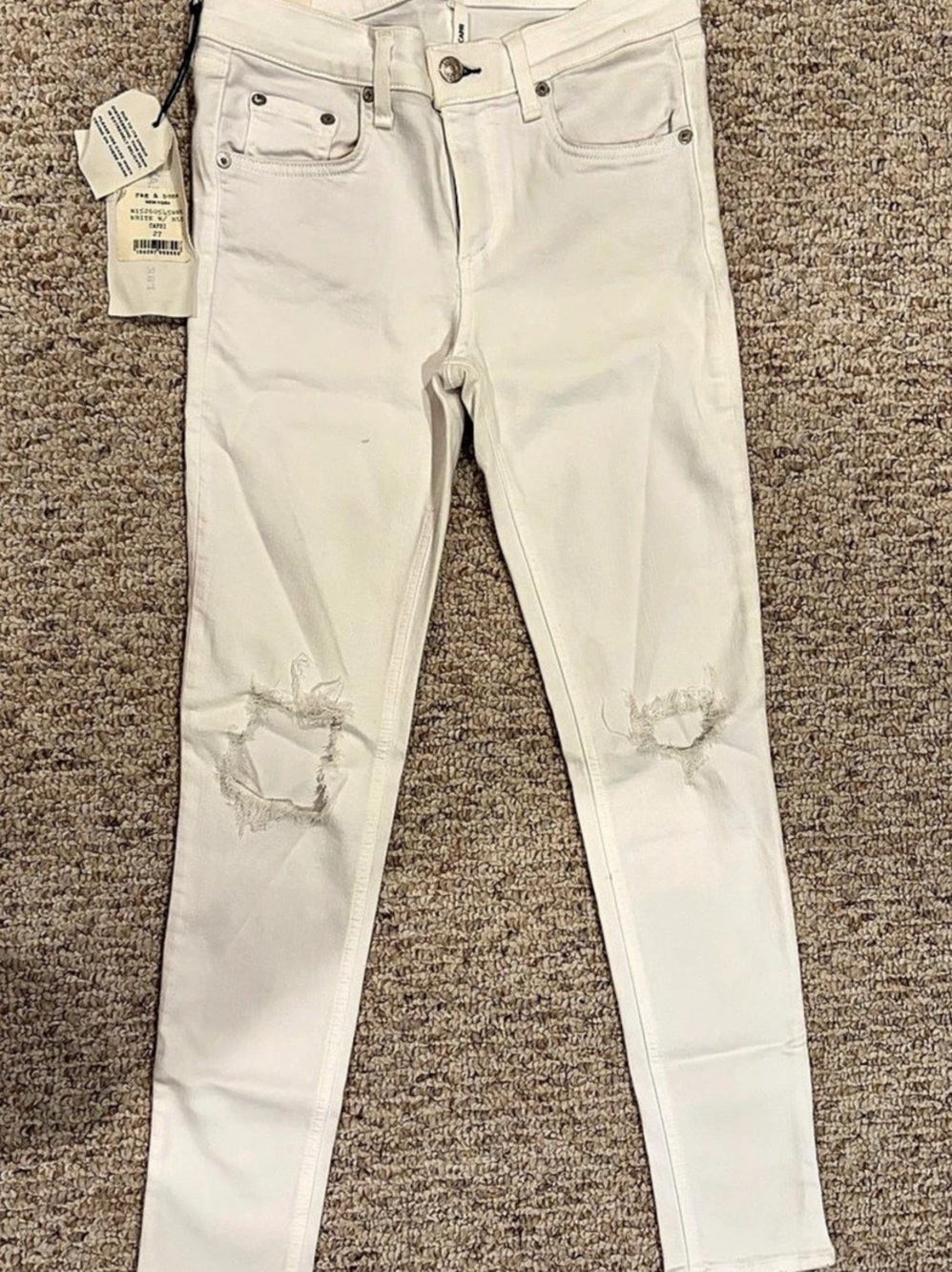 rag & bone The Dre Skinny Jeans in White Waist 27 NWT